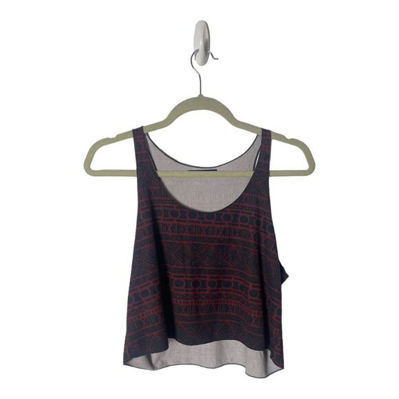 Brandy Melville Maroon & Black Geometric Flowy Crop Top One Size Boho Cami - Picture 3 of 5